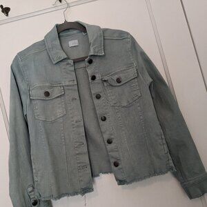 Ecru denim jacket women sage, size XS good condition